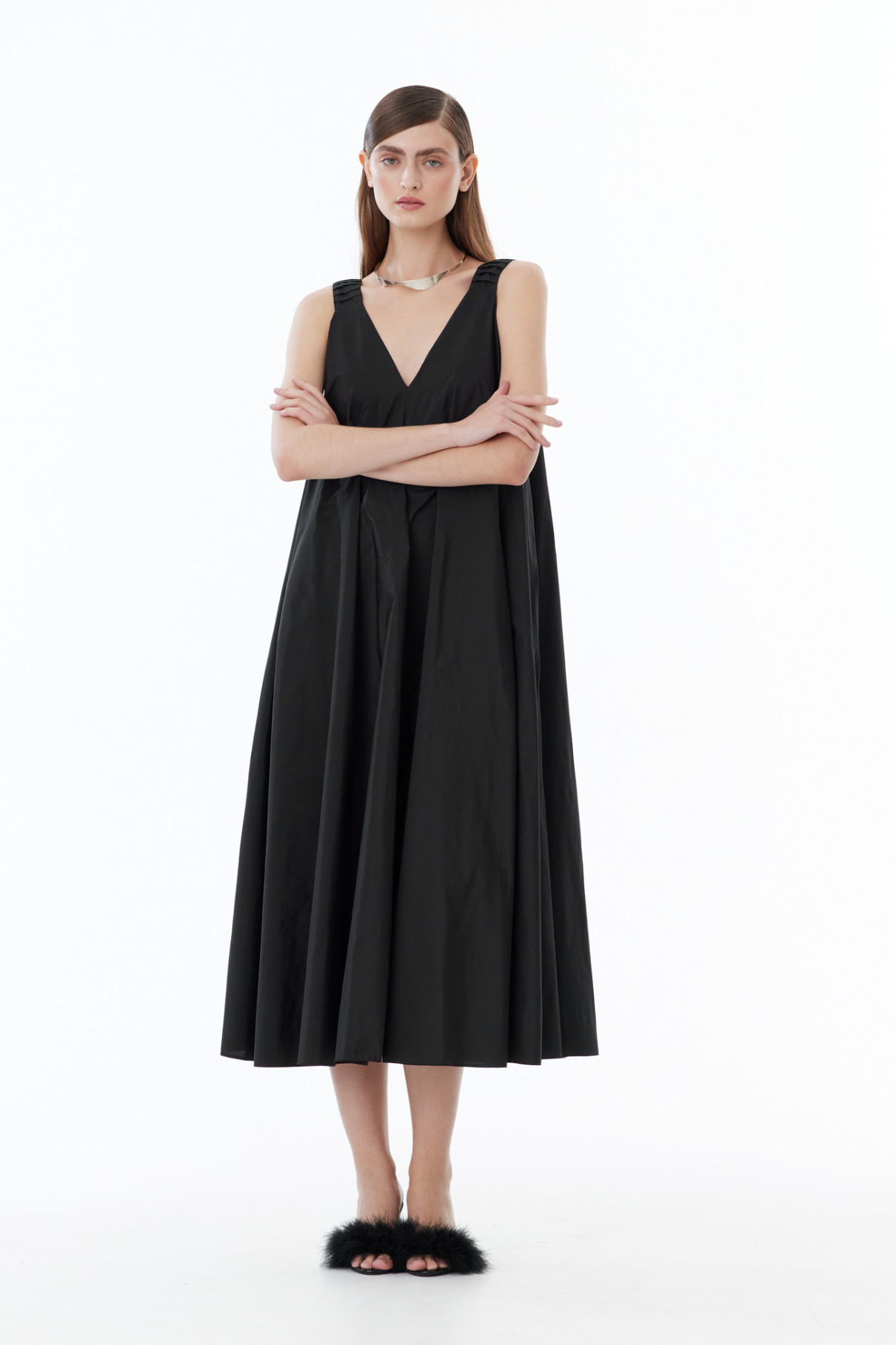 Платье-сарафан из тафты , Чёрный, арт. FR22FW1D03W200B купить в интернет-магазине