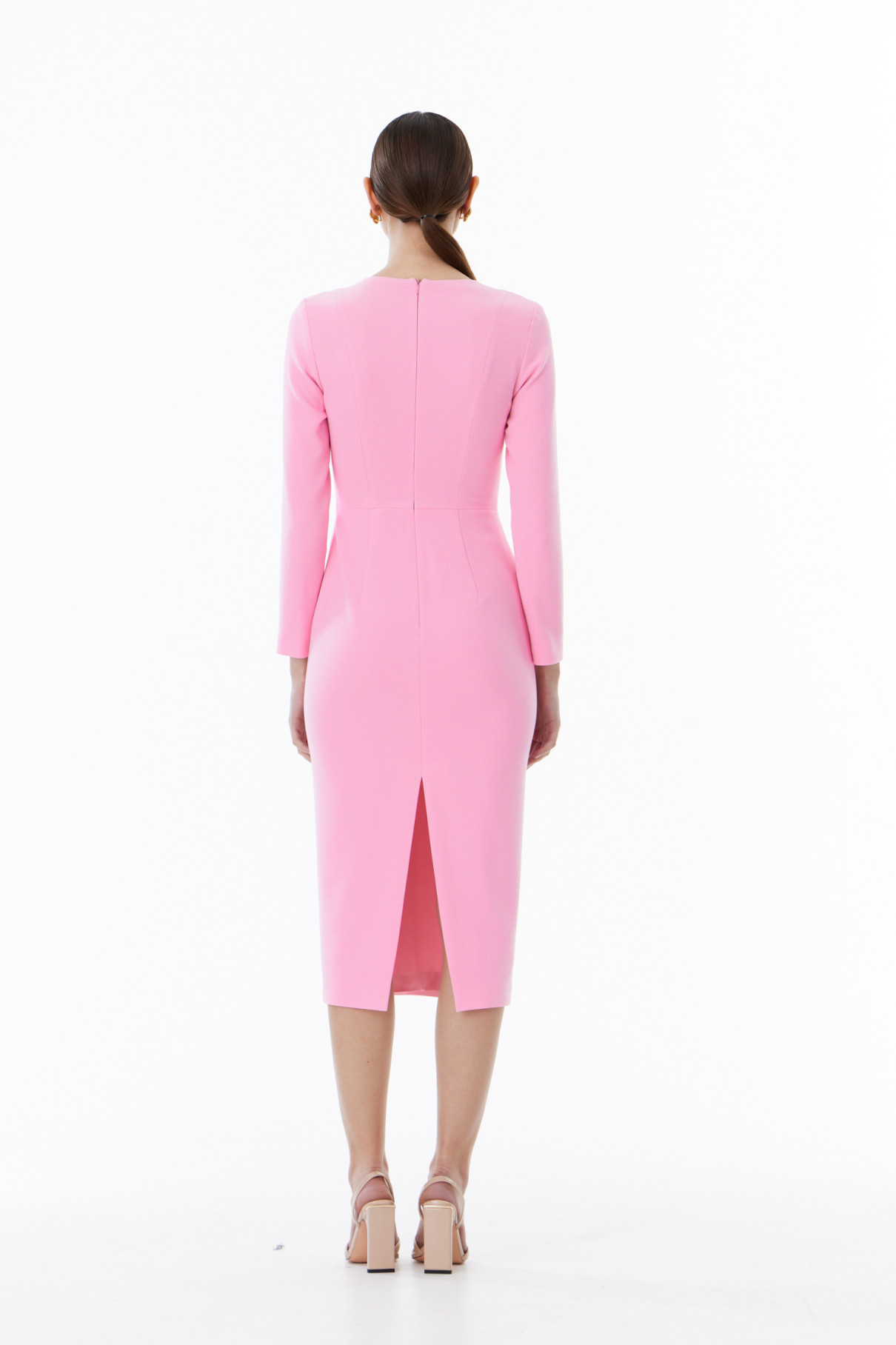 Платье миди с длинным рукавом , Розовый, арт. FR22FW1D03W500P купить в интернет-магазине