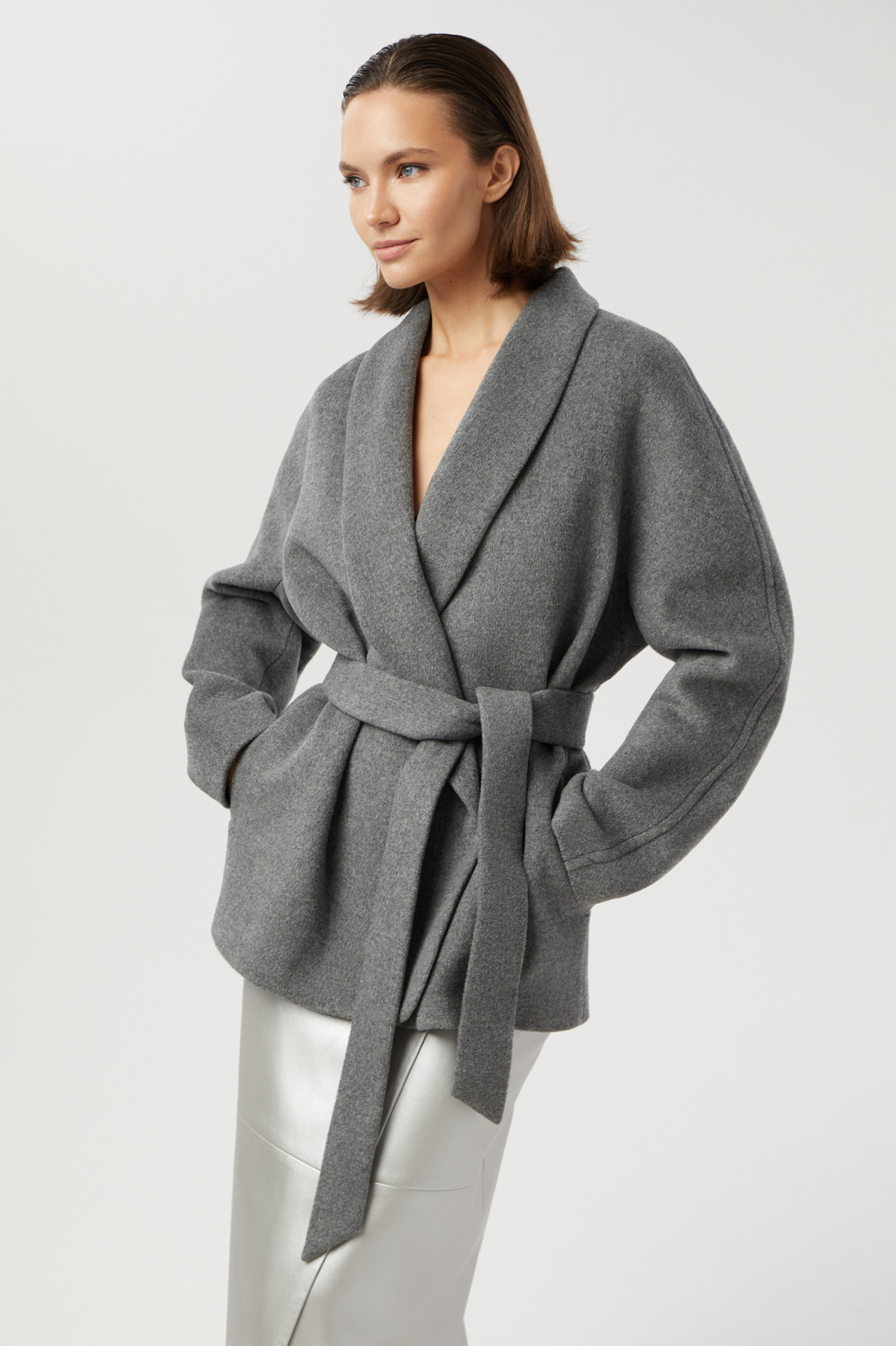 Пальто с поясом , Серый, арт. FR23SS1C41BW101G купить в интернет-магазине