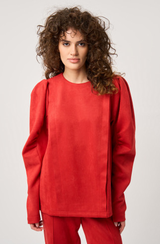 Блуза из замши, красная , Красный, арт. FR20-ГМ-2-кр-4 купить в интернет-магазине