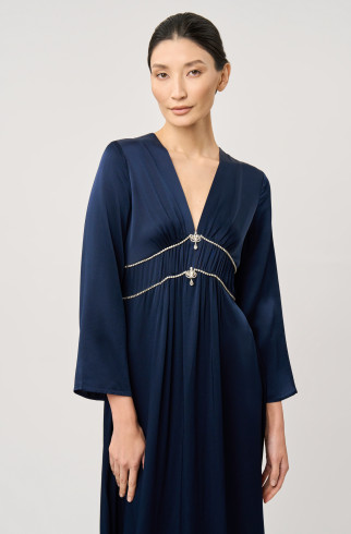 Платье синее с отделкой стразами Swarovski , Синий, арт. FR20-ББ-1-сн-4 купить в интернет-магазине