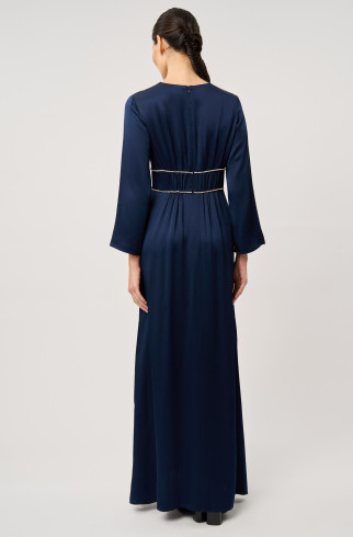 Платье синее с отделкой стразами Swarovski , Синий, арт. FR20-ББ-1-сн-4 купить в интернет-магазине