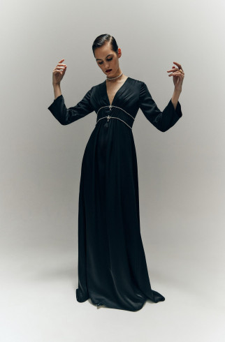 Платье чёрное с отделкой стразами Swarovski , Чёрный, арт. FR20-ББ-1-чр-4 купить в интернет-магазине
