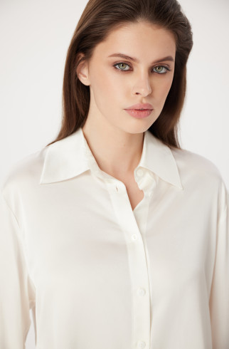 Шелковая блузка Lalla , Белый, арт. FR24SS1BL40FLW700WT купить в интернет-магазине