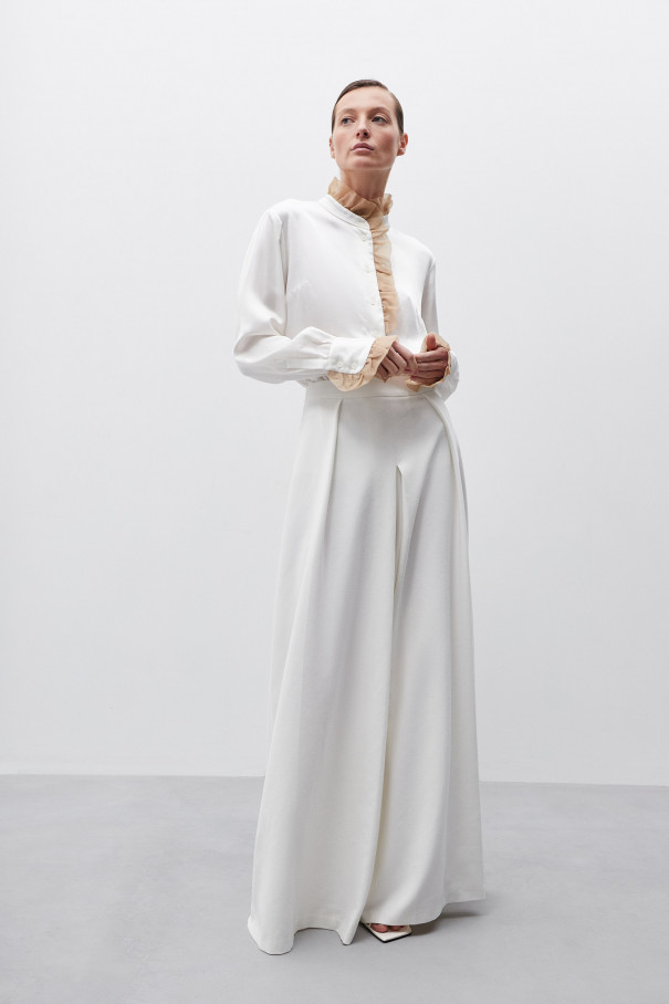 Белые брюки палаццо , Белый, арт. FR20-КС-4-бл-4 купить в интернет-магазине