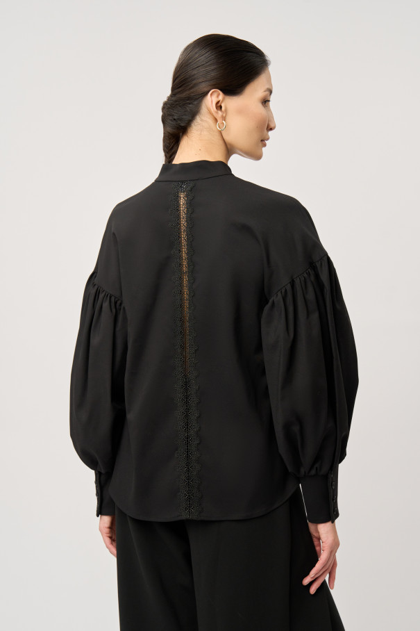 Блузка с буффами , Чёрный, арт. FR20-ГБ-3-чр-4 купить в интернет-магазине
