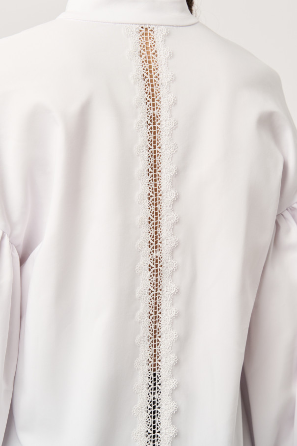 Блузка с буффами , Белый, арт. FR20-ЧБ-3-бл-4 купить в интернет-магазине