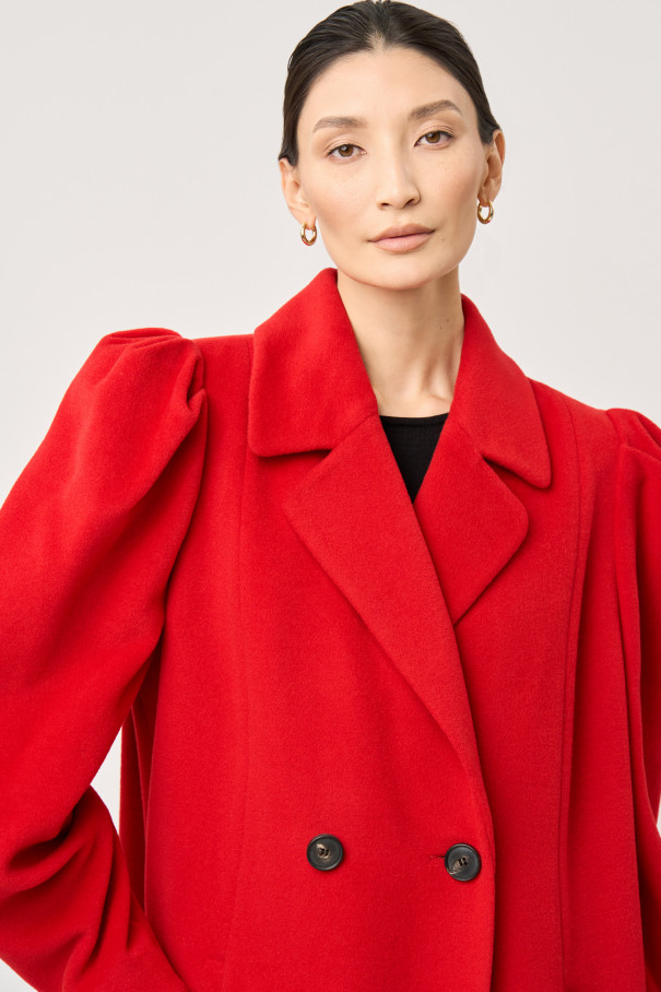 Двубортное красное пальто , Красный, арт. FR20-ВМ-10-кр-1 купить в интернет-магазине