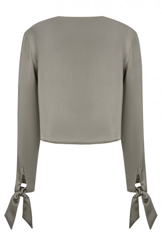 Блуза укороченная из атласа , Оливковый, арт. FR22SWBL41W200KH купить в интернет-магазине