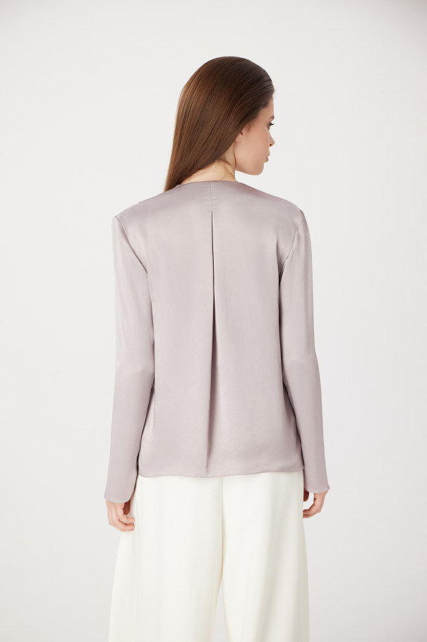 Блуза из атласа со складками , Сиреневый, арт. FR23SSBL4W520GL купить в интернет-магазине