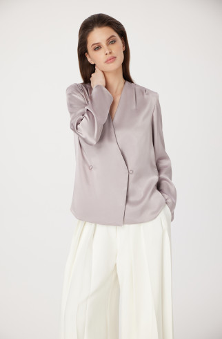 Блуза из атласа со складками , Сиреневый, арт. FR23SSBL4W520GL купить в интернет-магазине