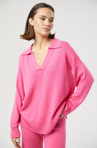 Пуловер поло с длинным рукавом , Фуксия, арт. FR23SS4KJ4K200F купить в интернет-магазине