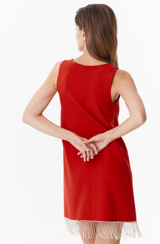 Платье мини расшитое кристаллами , Красный, арт. FR22E1D16W200RED купить в интернет-магазине
