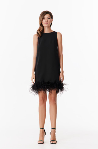 Платье мини расшитое перьями , Чёрный, арт. FR22E1D15W200B купить в интернет-магазине