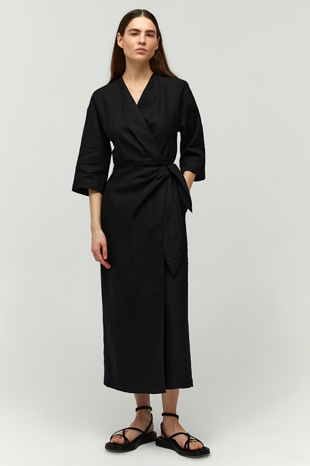 Платье миди на запах , Чёрный, арт. FR23SSD32W360B купить в интернет-магазине