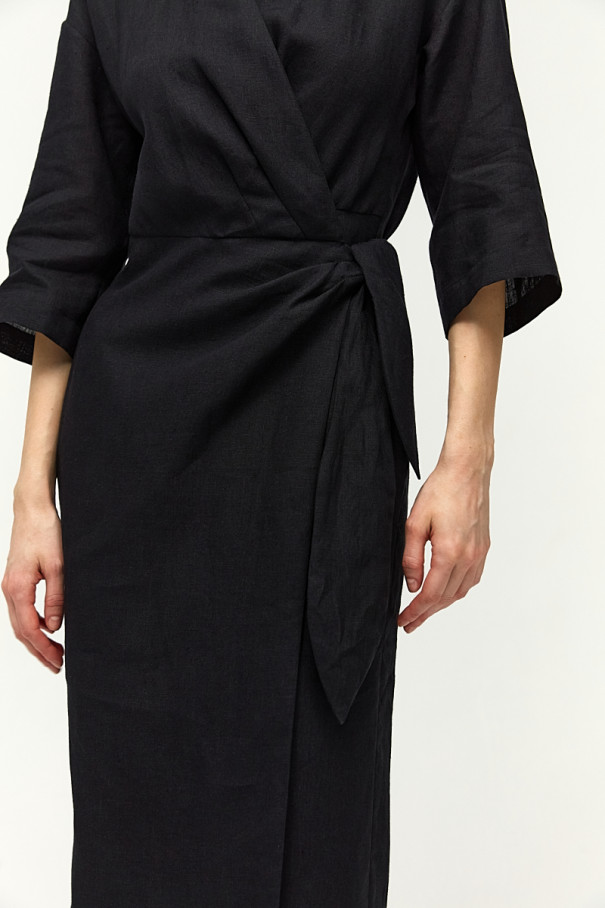 Платье миди на запах , Чёрный, арт. FR23SSD32W360B купить в интернет-магазине