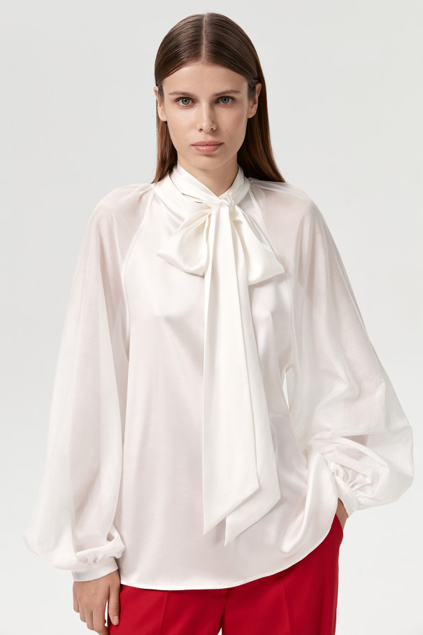 Блузка с длинным рукавом Alia , Молочный, арт. FR23FL1BL400W600ML купить в интернет-магазине