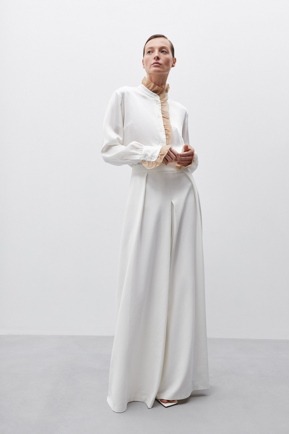 Белые брюки палаццо , арт. FR20-КС-4-бл-4 купить в интернет-магазине