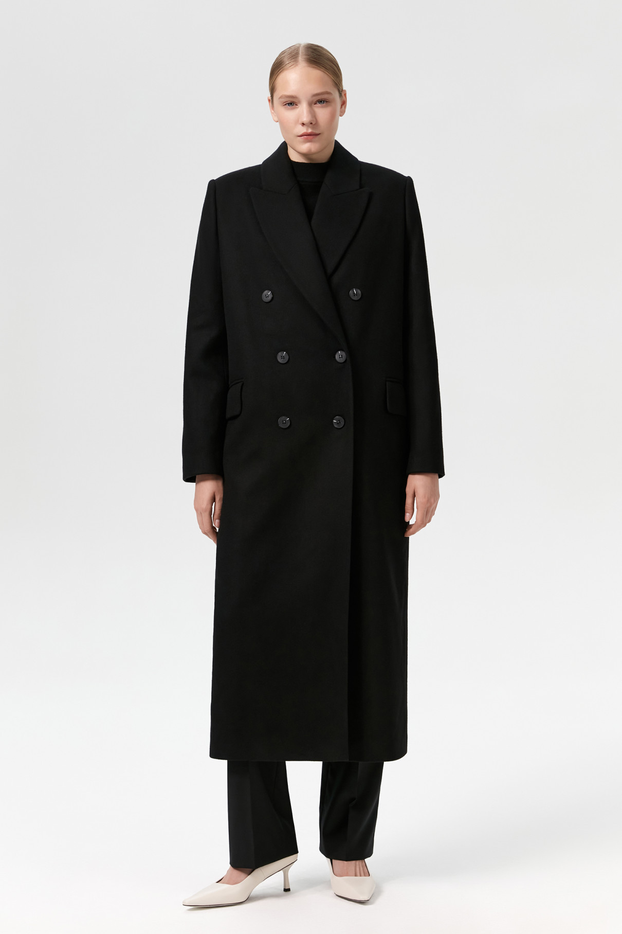 Пальто двубортное Sirius , Чёрный, арт. FR23FL1CT430W100BL купить в интернет-магазине