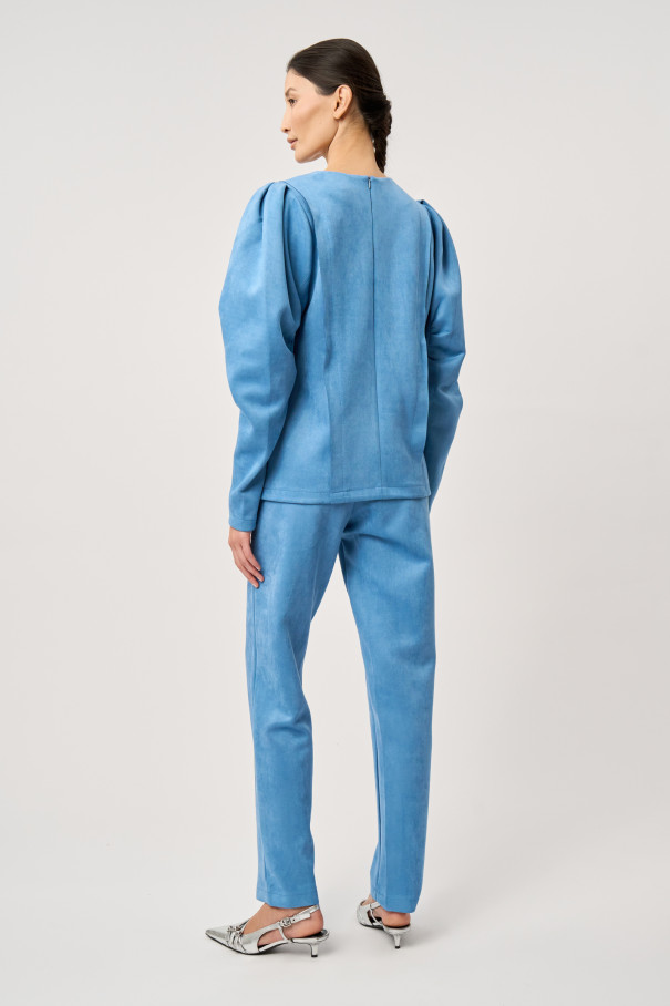 Блуза из замши, голубая , арт. FR20-БЛ-2-гл-4 купить в интернет-магазине