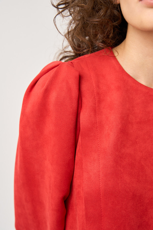 Блуза из замши, красная , арт. FR20-ГМ-2-кр-4 купить в интернет-магазине