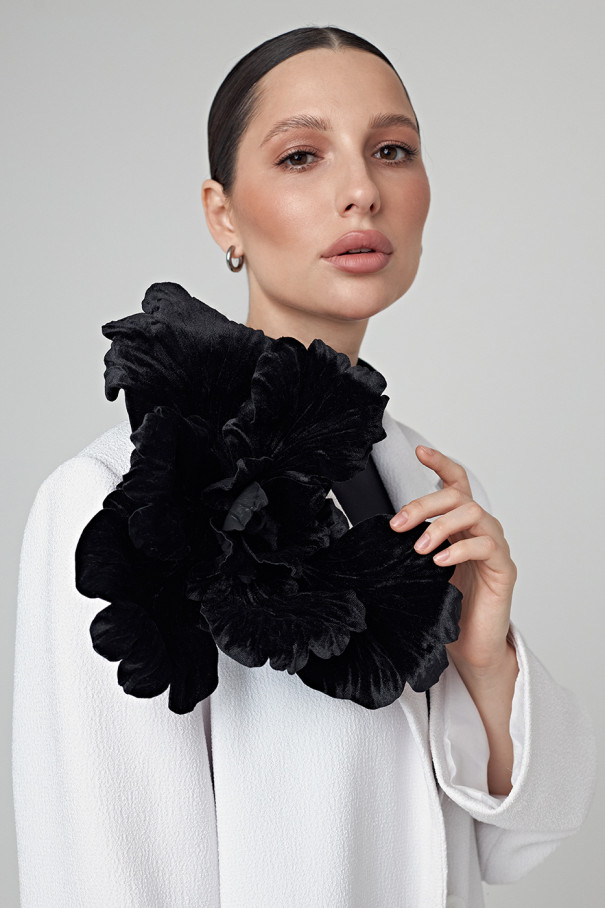 Брошь BIG BROOCH Цветок из бархата черный , черный, арт. 35194204 купить в интернет-магазине