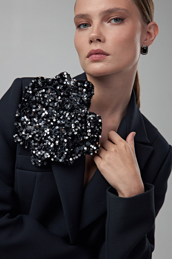 BIG BROOCH Брошь из пайеток черная 18см , черный, арт. 34379506 купить в интернет-магазине
