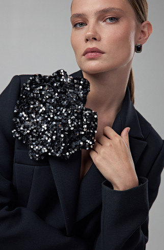 BIG BROOCH Брошь из пайеток черная 18см , Черный, арт. 34379506 купить в интернет-магазине