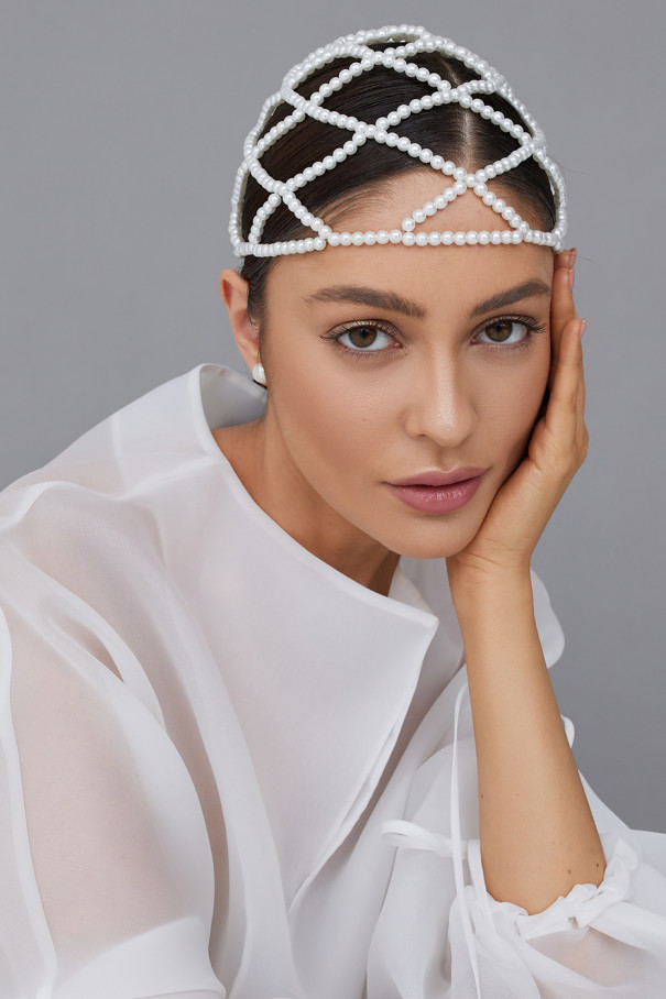 BIG BROOCH Шапочка из бусин белая , белый, арт. 35963609 купить в интернет-магазине