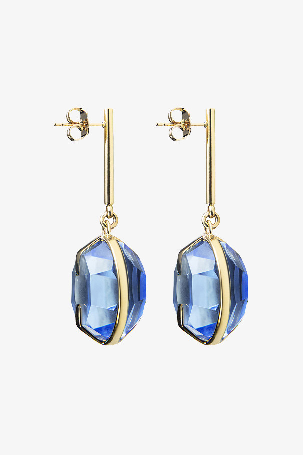 Серьги декорированные голубым агатом , голубой, арт. 394С купить в интернет-магазине