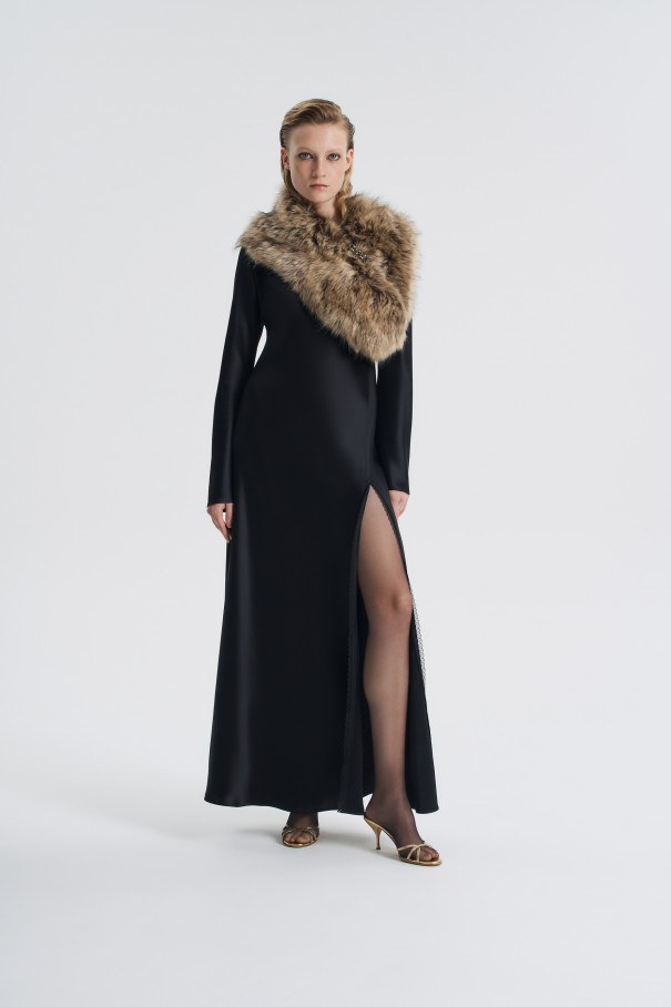 Платье с разрезом и кружевом , черный, арт. FR25FW1DR43LCW540BL купить в интернет-магазине