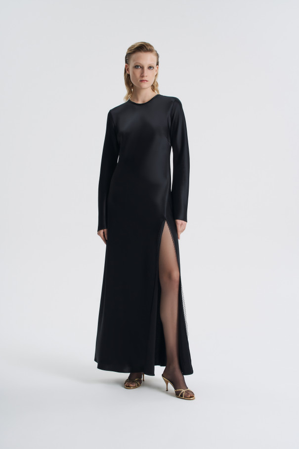 Платье с разрезом и кружевом , черный, арт. FR25FW1DR43LCW540BL купить в интернет-магазине