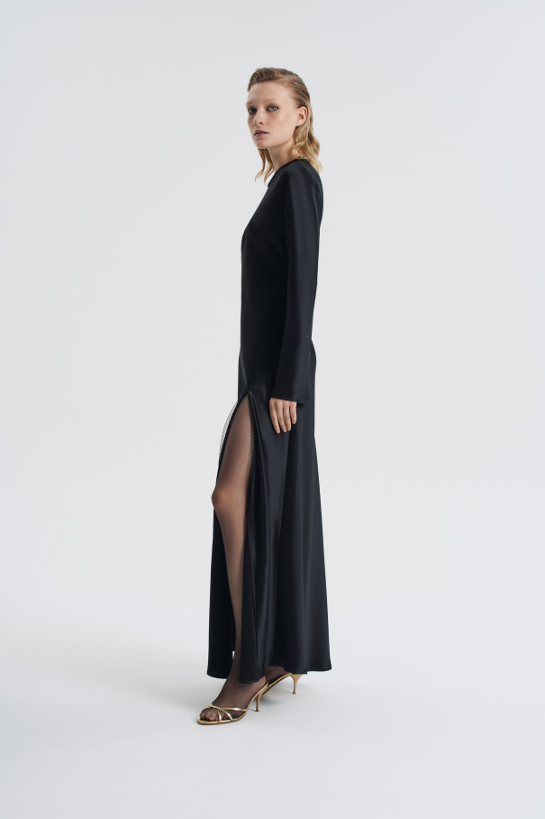 Платье с разрезом и кружевом , черный, арт. FR25FW1DR43LCW540BL купить в интернет-магазине