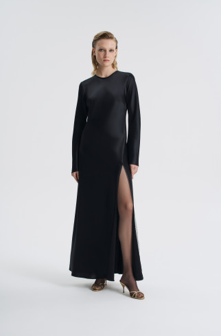 Платье с разрезом и кружевом , Черный, арт. FR25FW1DR43LCW540BL купить в интернет-магазине