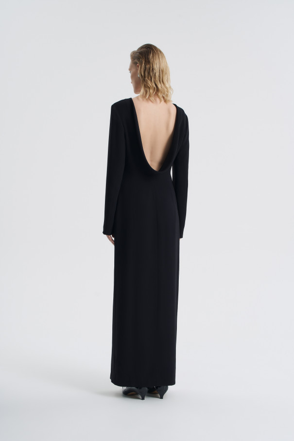 Платье в пол с вырезом на спине , черный, арт. FR25EV1DR430W210BL купить в интернет-магазине