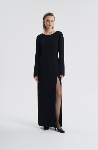 Платье в пол с вырезом на спине , Черный, арт. FR25EV1DR430W210BL купить в интернет-магазине