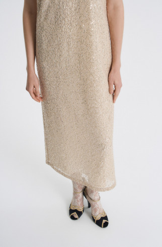 Платье-комбинация с вышивкой , Бежевый, арт. FR26NY1DR12EMW200BG купить в интернет-магазине