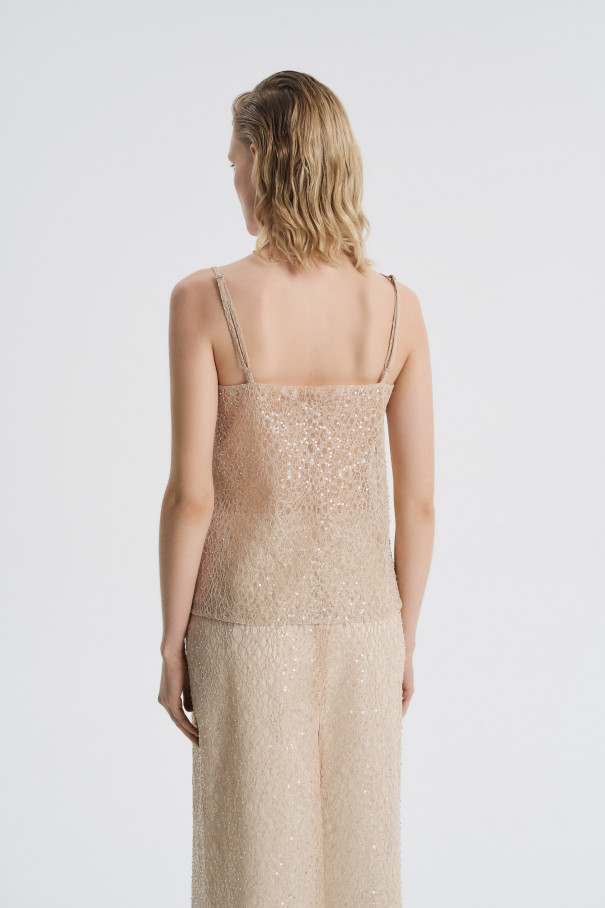 Топ с вышивкой , бежевый, арт. FR26NY1TP60SQW200BG купить в интернет-магазине