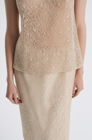 Топ с вышивкой , Бежевый, арт. FR26NY1TP60SQW200BG купить в интернет-магазине