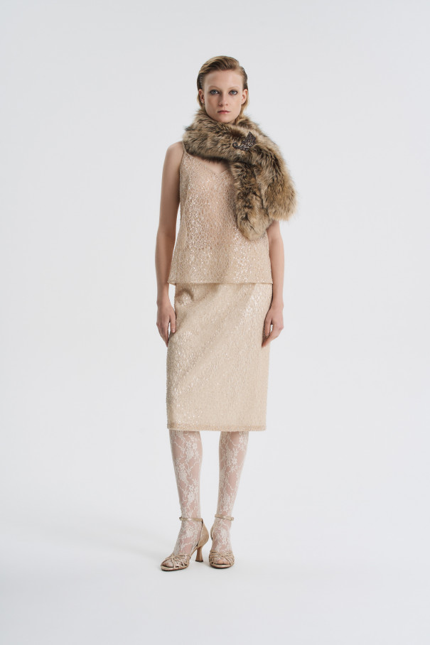 Юбка-миди с вышивкой , бежевый, арт. FR26NY1SK12SQW200BG купить в интернет-магазине