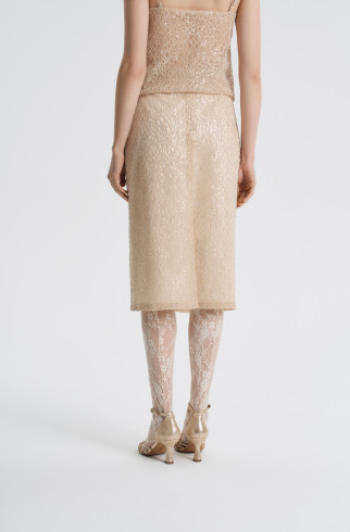 Юбка-миди с вышивкой , Бежевый, арт. FR26NY1SK12SQW200BG купить в интернет-магазине