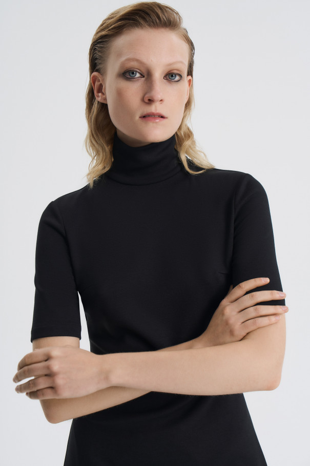 Платье-мини с высокой горловиной , черный, арт. FR26NY1DR210L600BL купить в интернет-магазине