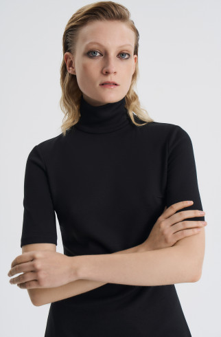 Платье-мини с высокой горловиной , Черный, арт. FR26NY1DR210L600BL купить в интернет-магазине