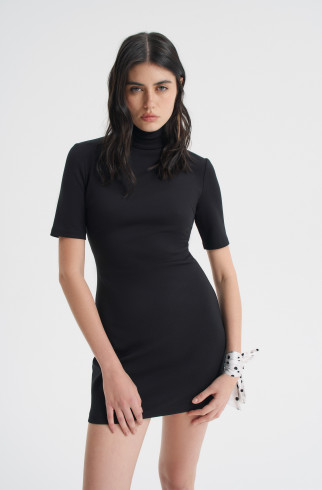 Платье-мини с высокой горловиной , Черный, арт. FR26NY1DR210L600BL купить в интернет-магазине