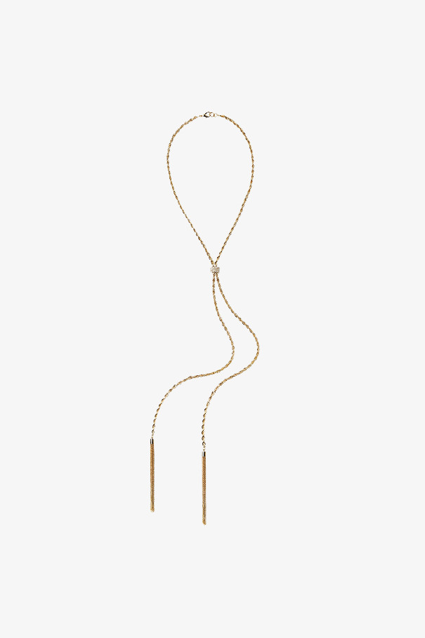 Колье с кисточками и кристаллами , золотой, арт. 585H купить в интернет-магазине