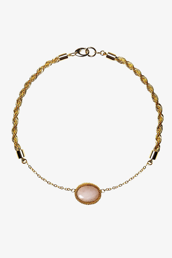 Чокер с розовым кварцем , золотой, арт. 506 купить в интернет-магазине
