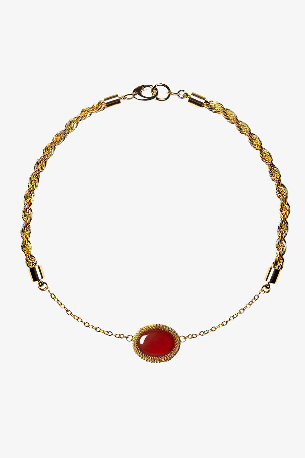 Чокер с красным агатом , золотой, арт. 506H купить в интернет-магазине