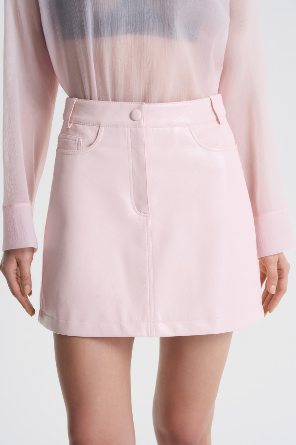 Юбка мини из розовой экокожи , розовый, арт. FRASS1SK00PN купить в интернет-магазине