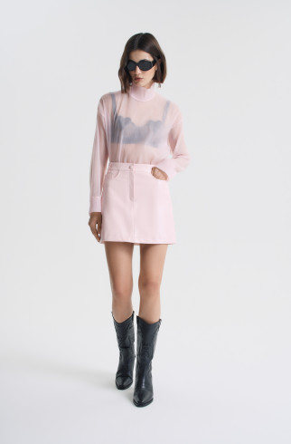 Юбка мини из розовой экокожи , Розовый, арт. FRASS1SK00PN купить в интернет-магазине