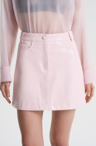 Юбка мини из розовой экокожи , Розовый, арт. FRASS1SK00PN купить в интернет-магазине